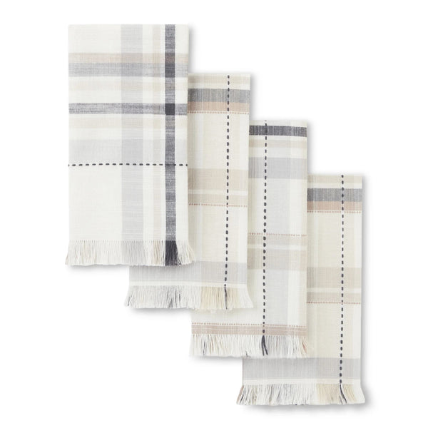 Monday Square Fabric Napkin Set, Beige, 20" W x 20" L - 1 pack - 4 Count per pack - plus 3 My Outlet Mall Resealable Storage Pouches