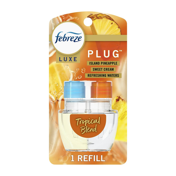 Plug In Air Freshener, Odor-Fighting Scented Oil Refill, Tropical Blend Scent - 1 pack - plus 3 My Outlet Mall Resealable Storage Pouches