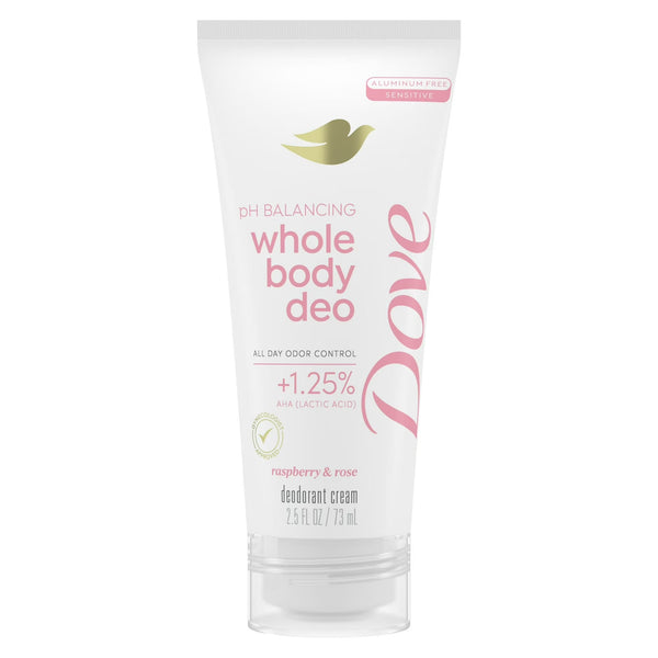 Aluminum Free Whole Body Deodorant pH Balancing Cream Raspberry & Rose - 2 packs - 2.5 oz per pack - plus 3 My Outlet Mall Resealable Storage Pouches