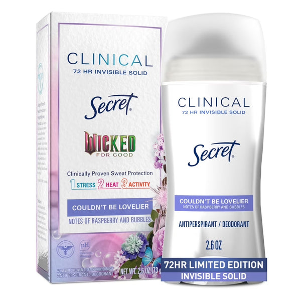 Clinical Invisible Solid Antiperspirant & Deodorant for Women, Couldn't be Lovelier, Notes of Raspberry and Bubbles - 1 pack - 2.6 oz per pack - plus 3 My Outlet Mall Resealable Storage Pouches
