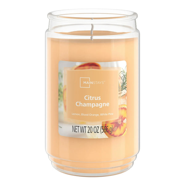 Citrus Champagne Scented 3-Wick Glass Jar Candle - 1 pack - 20 oz per pack - plus 3 My Outlet Mall Resealable Storage Pouches