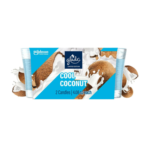 Cool Coconut Limited Edition, Fragrance Infused with Essential Oils Candles, 2 Candles - 1 pack - plus 3 My Outlet Mall Resealable Storage Pouches