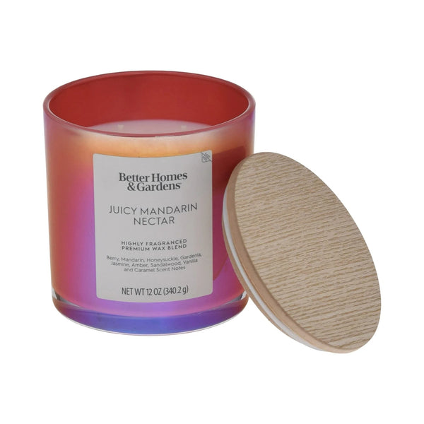 Juicy Mandarin Nectar Scented 2-Wick Iridescent Jar Candle - 1 pack - 12 oz per pack - plus 3 My Outlet Mall Resealable Storage Pouches