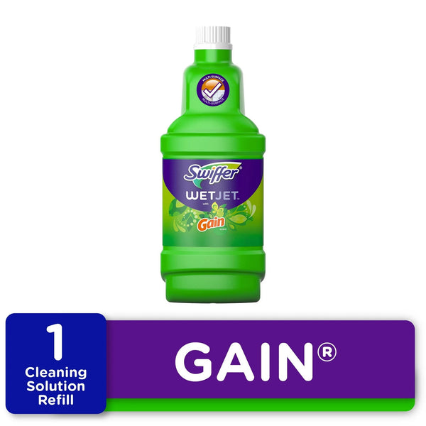 Wet Jet Mop Refill Solution, Wood, Laminate, Tile, Floor Cleaner, Gain - 1 pack - 42.2 oz per pack - plus 3 My Outlet Mall Resealable Storage Pouches