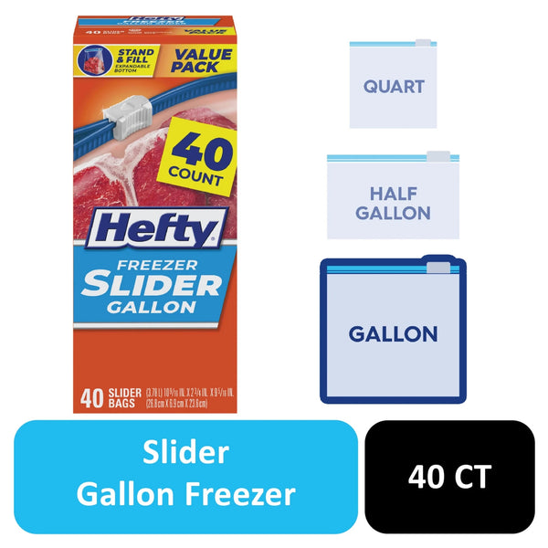 Slider Freezer Kitchen Storage Bags, Gallon Size - 1 pack - 40 Count - plus 3 My Outlet Mall Resealable Storage Pouches