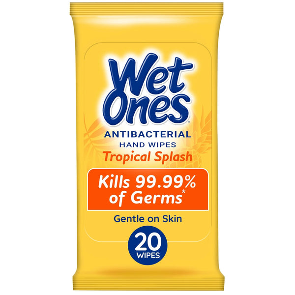 Antibacterial Hand Wipes Travel Pack, Tropical Splash Citrus Scent - 1 pack - 20 count per pack - plus 3 My Outlet Mall Resealable Storage Pouches