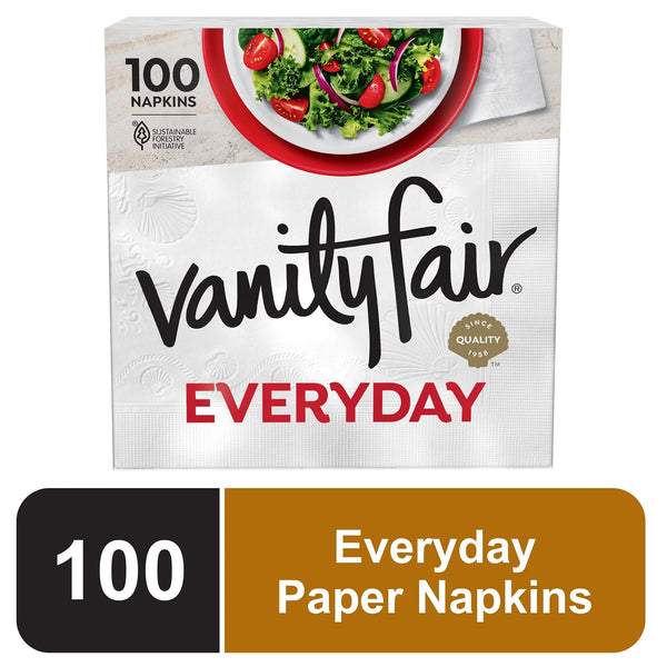 Everyday Paper Napkins, White, Soft and Smooth Disposable Napkins - 2 packs - 100 Count per pack - plus 3 My Outlet Mall Resealable Storage Pouches