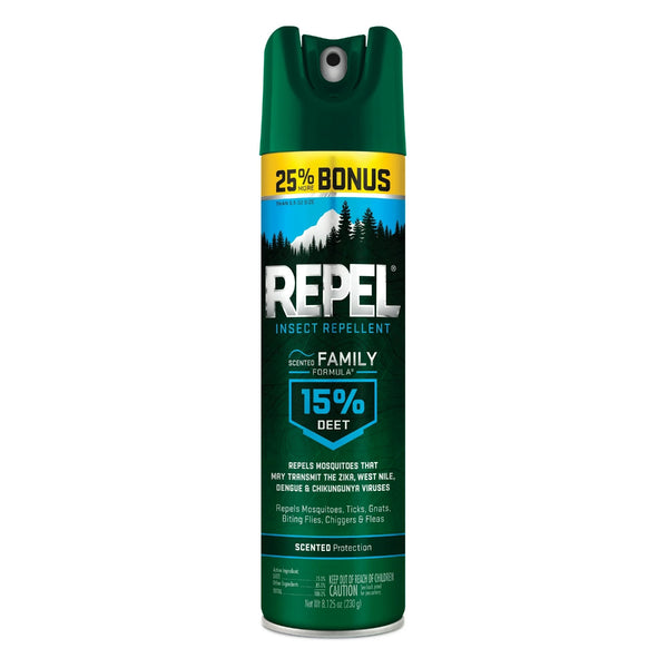 Insect Repellent Scented Family Formula 15% Deet Aerosol - 1 pack - 8.125 oz per pack - plus 3 My Outlet Mall Resealable Storage Pouches