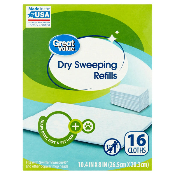 Dry Sweeping Cloth Refills - 1 pack - 16 count per pack - plus 3 My Outlet Mall Resealable Storage Pouches