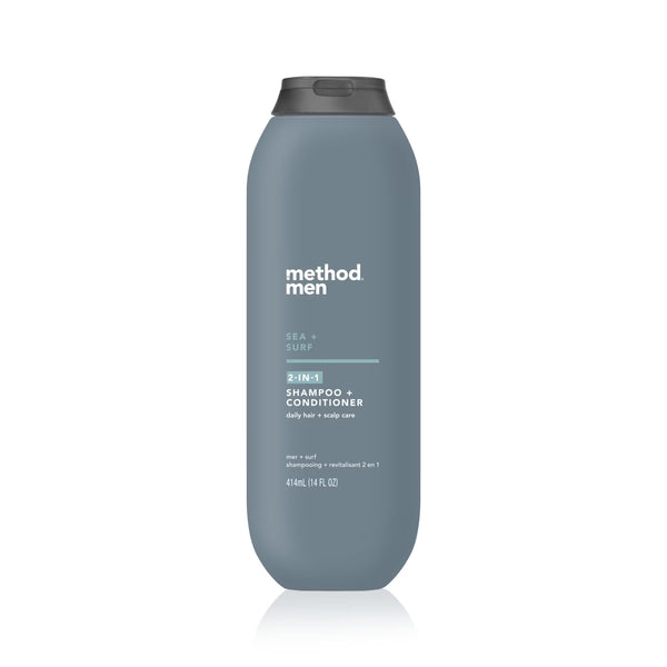 Men 2-in-1 Shampoo + Conditioner, Sea + Surf - 1 pack - 14Fl oz per pack - plus 3 My Outlet Mall Resealable Storage Pouches