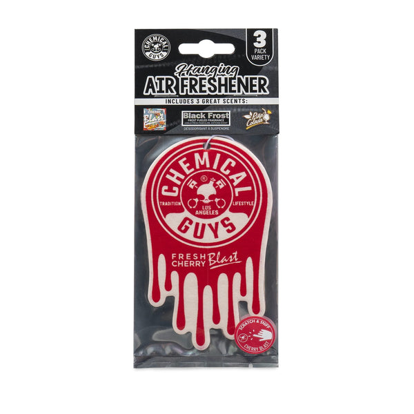 Hanging Air Freshener Variety, Black Frost, Cherry Blast, Pina Colada - 2 packs - 3 count per pack - plus 3 My Outlet Mall Resealable Storage Pouches