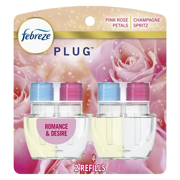 Plug Refill Odor-Fighting Air Freshener Romance and Desire Scent, 2 Refills - 2 packs - plus 3 My Outlet Mall Resealable Storage Pouches