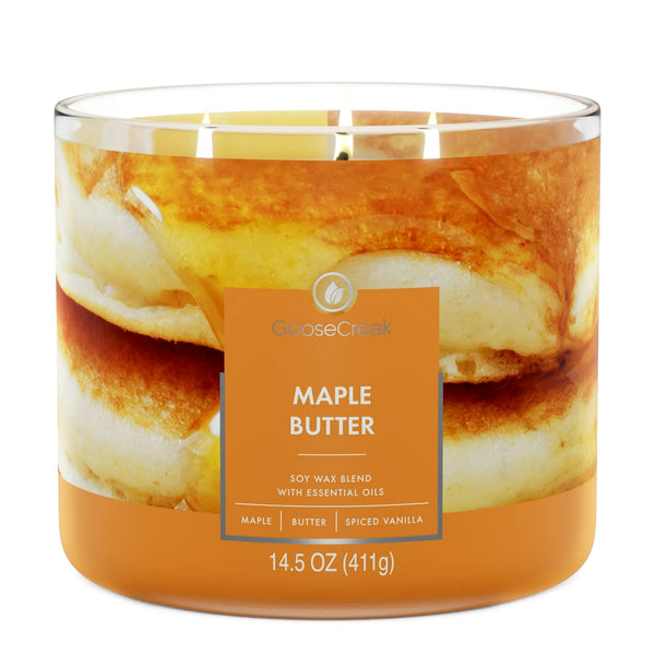 Maple Butter Scented 3-Wick Jar Candle - 1 pack - 14.5 oz per pack - plus 3 My Outlet Mall Resealable Storage Pouches