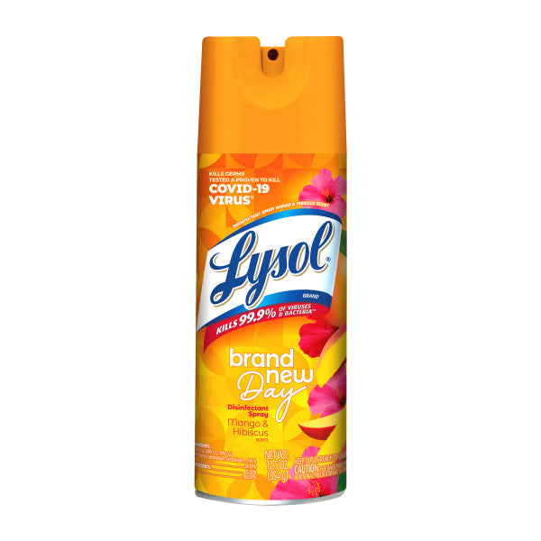 Disinfectant Spray, Sanitizing and Antibacterial Spray, For Disinfecting and Deodorizing, Brand New Day - Mango & Hibiscus - 1 pack - 12.5 oz per pack - plus 3 My Outlet Mall Resealable Storage Pouches