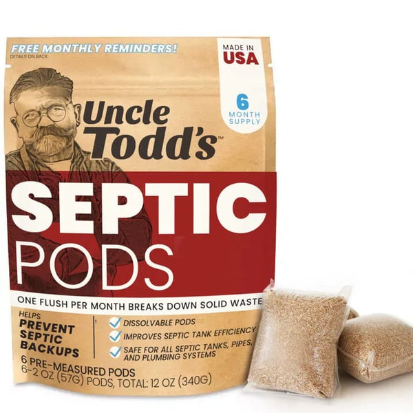 Septic Pods, Septic Tank Treatment, Six Month Supply, One Flush per Month - 1 pack - 6 count per pack - plus 3 My Outlet Mall Resealable Storage Pouches
