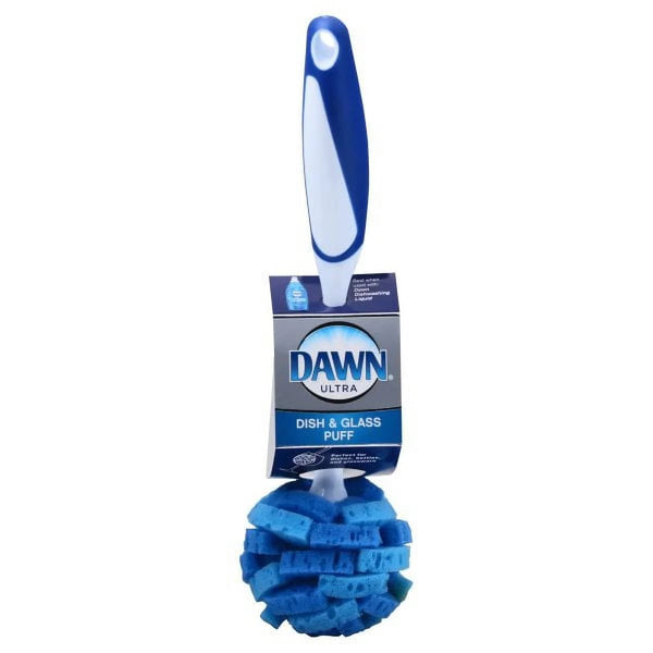 Ultra 11" Puff Glassware and Dish Cleaning Brush Wand with Sponge Head - 1 pack - plus 3 My Outlet Mall Resealable Storage Pouches