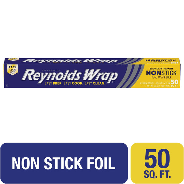 Wrap Non-Stick Aluminum Foil Roll, 12 inches Wide, 50 Sq. Ft. - 2 packs - plus 3 My Outlet Mall Resealable Storage Pouches