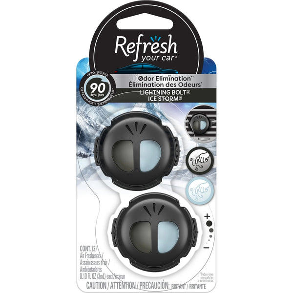 Mini Diffuser Car Air Fresheners, Lightning Bolt / Ice Storm Scent, 2 Count - 1 pack - plus 3 My Outlet Mall Resealable Storage Pouches