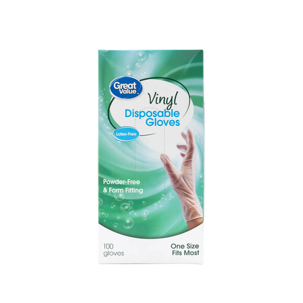 Disposable Vinyl Gloves - 1 pack - 100 Count - plus 3 My Outlet Mall Resealable Storage Pouches