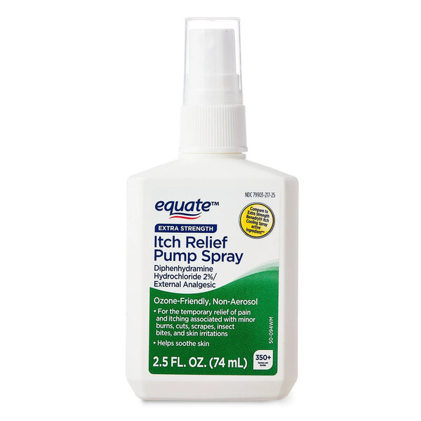 Extra Strength Anti-Itch Pump Spray for Skin Irritation - 1 pack - 2.5 oz per pack - plus 3 My Outlet Mall Resealable Storage Pouches