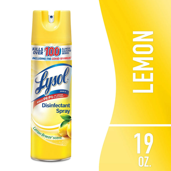 Disinfectant Spray, Sanitizing and Antibacterial Spray, For Disinfecting and Deodorizing, Lemon Breeze - 1 pack - 19 oz per pack - plus 3 My Outlet Mall Resealable Storage Pouches
