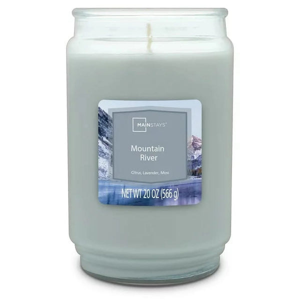 Mountain River Scented Single-Wick Large Glass Jar Candle - 1 pack - 20 oz per pack - plus 3 My Outlet Mall Resealable Storage Pouches