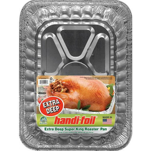 Extra Deep Aluminum Super King Roaster Pan, 17.13"x12.63"x4.25" - 1 pack - plus 3 My Outlet Mall Resealable Storage Pouches