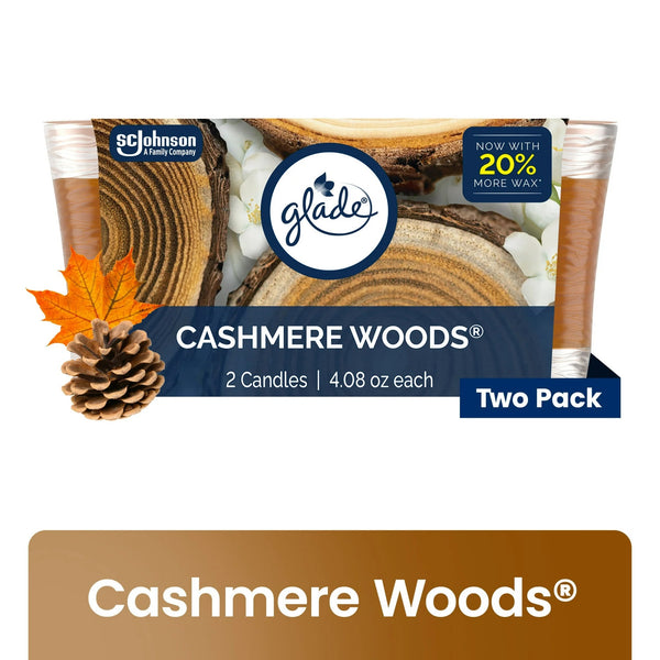Single Wick Candles, Cashmere Woods, 2 Candles - 3 packs - plus 3 My Outlet Mall Resealable Storage Pouches