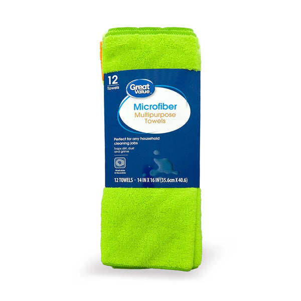 Multipurpose Microfiber Household Cleaning Cloth & Wipe, Multicolor - 1 pack - 12 count per pack - plus 3 My Outlet Mall Resealable Storage Pouches