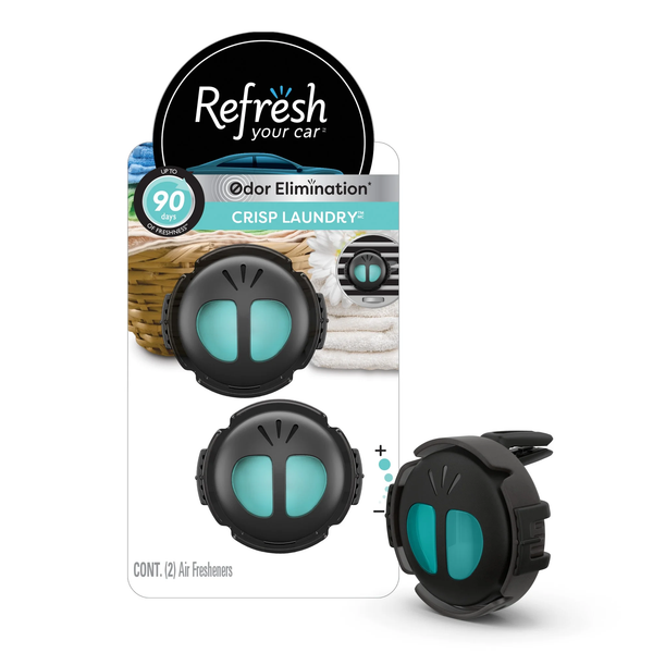 Mini Diffuser Car Air Fresheners, Crisp Laundry Scent - 1 pack - 2 count per pack plus 3 My Outlet Mall Resealable Storage Pouches