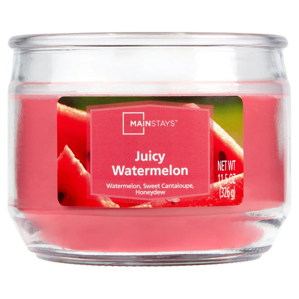 Juicy Watermelon Scented 3-Wick Glass Jar Candle - 1 pack - 11.5 oz per pack - plus 3 My Outlet Mall Resealable Storage Pouches