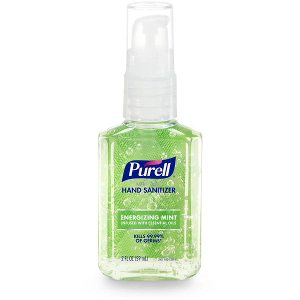 Advanced Hand Sanitizer Energizing Mint, Infused with Essential Oils, Pump Bottle - 1 pack - 2oz per pack - plus 3 My Outlet Mall Resealable Storage Pouches