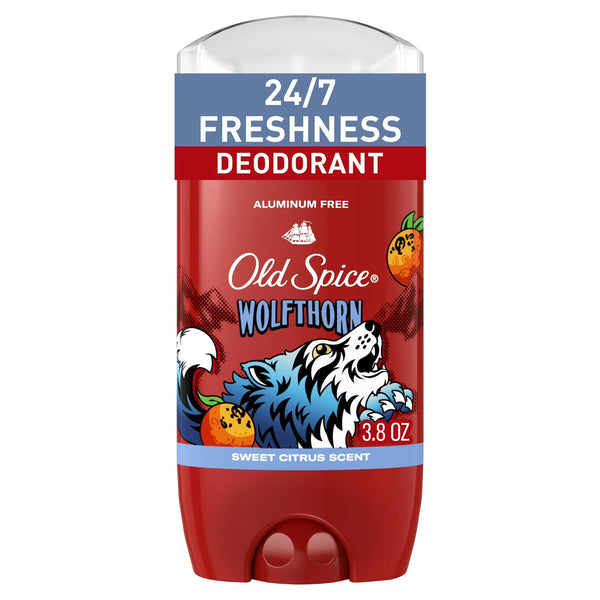 Old Spice Aluminum Free Men's Deodorant, Invisible Solid Stick, Wolfthorn, Sweet Citrus Scent - 1 pack - 3.8 oz per pack - plus 3 My Outlet Mall Resealable Storage Pouches