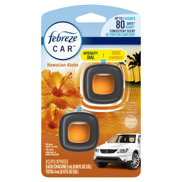 Car Air Freshener, Odor-Fighting Car Vent Clip, Hawaiian Aloha, 2 Count - 1 pack - plus 3 My Outlet Mall Resealable Storage Pouches