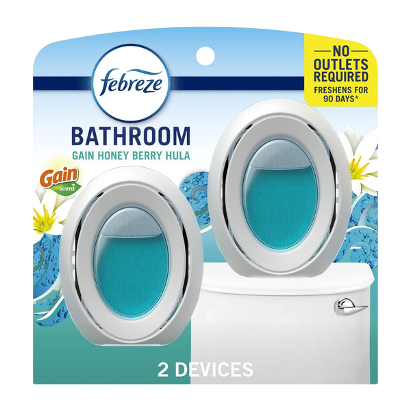 Bathroom Air Freshener, Small Spaces Odor-Fighting, Gain Honey Berry Hula, 2 Count - 1 pack - plus 3 My Outlet Mall Resealable Storage Pouches