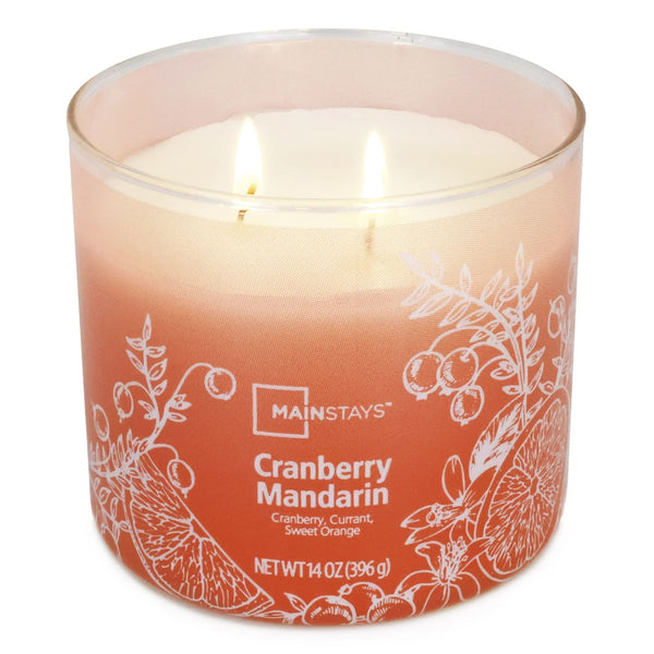 3-Wick Ombre Wrap Cranberry Mandarin Candle -  2 packs - 14 oz per pack - plus 3 My Outlet Mall Resealable Storage Pouches