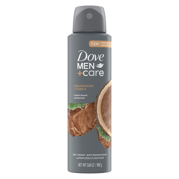 Men+Care Dry Spray Antiperspirant Deodorant for Men Cedarwood + Tonka - 1 pack - 3.8 oz per pack - plus 3 My Outlet Mall Resealable Storage Pouches