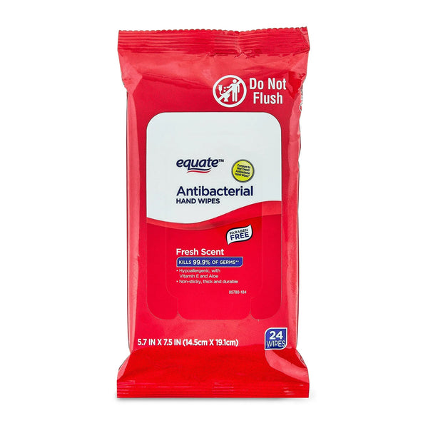 Antibacterial Hand Wipes, Fresh Scent - 1 pack - 24 count per pack - plus 3 My Outlet Mall Resealable Storage Pouches