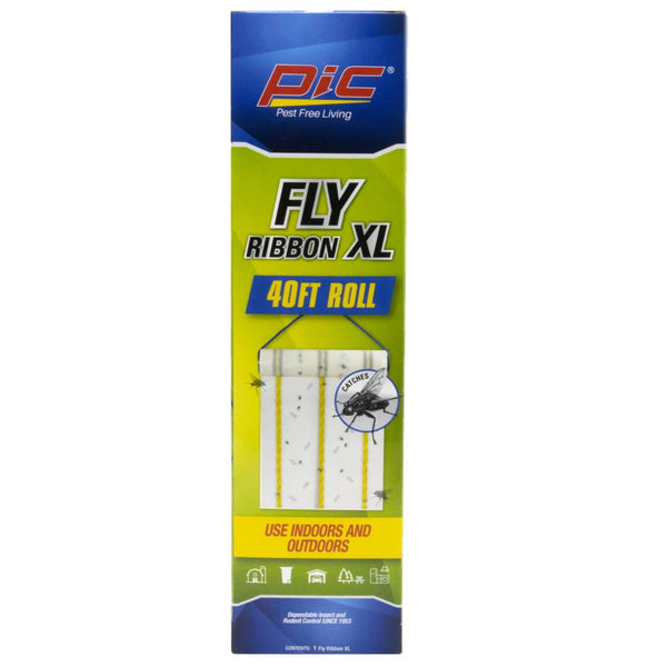 Fly Ribbon XL -Fly Traps for Outdoors and Barns, Paper, 40FT Roll - 1 pack - plus 3 My Outlet Mall Resealable Storage Pouches