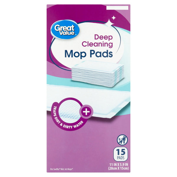 Deep Cleaning Mop Pads - 1 pack - 15 count per pack - plus 3 My Outlet Mall Resealable Storage Pouches