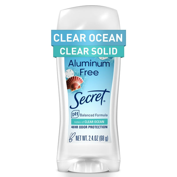 Aluminum Free Clear Solid, Clear Ocean Scent - 2 packs - 2.4 oz per pack - plus 3 My Outlet Mall Resealable Storage Pouches