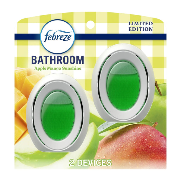 Bathroom Air Freshener, Small Spaces Odor-Fighting, Apple Mango Sunshine, 2 Count - 2 packs - plus 3 My Outlet Mall Resealable Storage Pouches