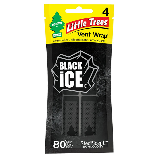 Air Freshener Vent Wrap Black Ice, 4 Count - 2 packs - plus 3 My Outlet Mall Resealable Storage Pouches