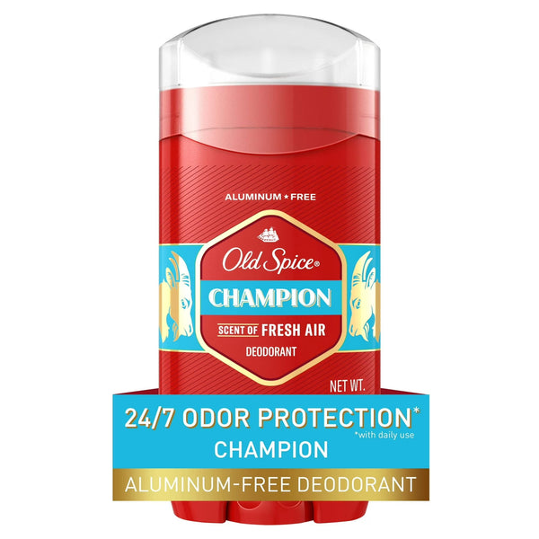 Aluminum Free, Men's Deodorant Invisible Solid Stick, Champion Scent - 1 pack - 3 oz per pack - plus 3 My Outlet Mall Resealable Storage Pouches