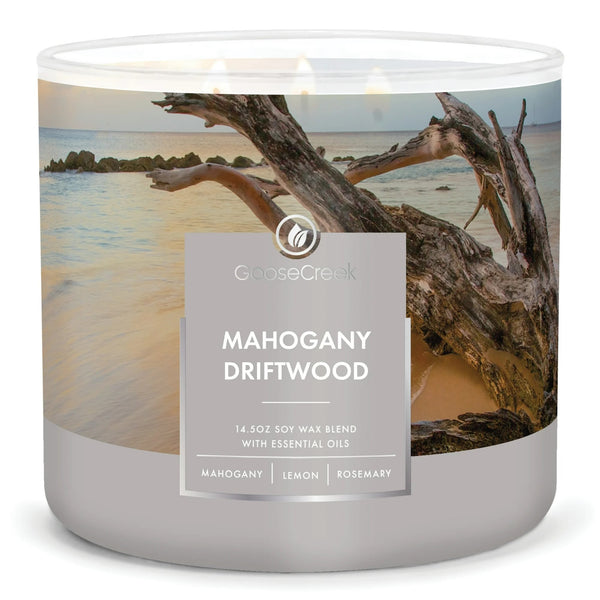 Mahogany Driftwood Scented 3 Wick Jar Candle - 2  packs - 14.5 oz per pack - plus 3 My Outlet Mall Resealable Storage Pouches