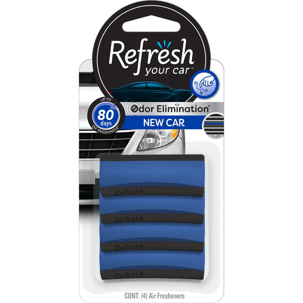 Contour Vent Stick Car Air Freshener  New Car Scent, 4 Count - 1 pack - plus 3 My Outlet Mall Resealable Storage Pouches