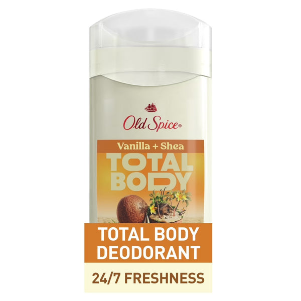 Whole Body Deodorant for Men, Aluminum Free Vanilla + Shea Butter, 24/7 Total Body Freshness, Anti-chafe Stick - 1 pack - 3 oz per pack - plus 3 My Outlet Mall Resealable Storage Pouches