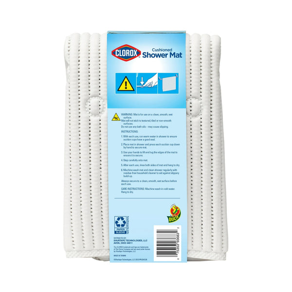 Foam Cushioned Shower Mat with Suction Cups, White 21" x 21" - 1 pack - plus 3 My Outlet Mall Resealable Storage Pouches
