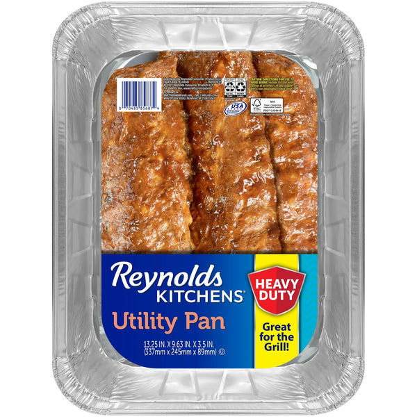 Kitchens Heavy Duty Utility Pan for Grilling, 13.25 x 9.63 x 3.5 inches - 1 pack - plus 3 My Outlet Mall Resealable Storage Pouches