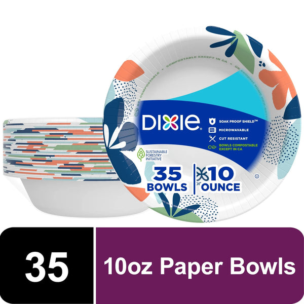 Everyday Disposable Paper Bowls, 10 oz, Multi-Color - 1 pack - 35 Count per pack - plus 3 My Outlet Mall Resealable Storage Pouches